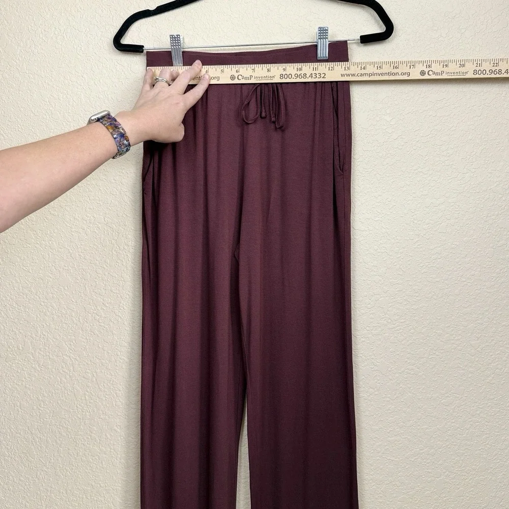 Cozy Earth Womens Bamboo Viscose Pajama Set Maroon Button Front Pockets Soft XS